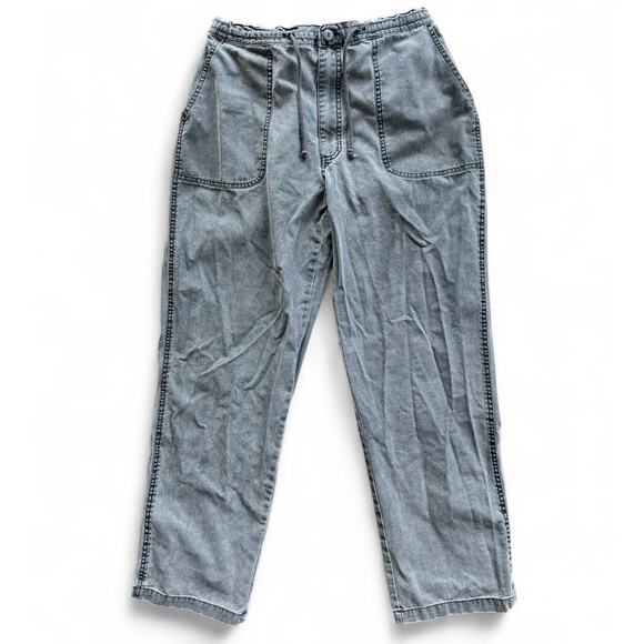 Vintage 80s Weekender Casual Gray Loose Pants Travel Elastic Drawstring Waist - Picture 3 of 14